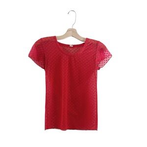 Urban Outfitters Out From Under Mesh Valentine's Heart Shirt Red Baby Tee